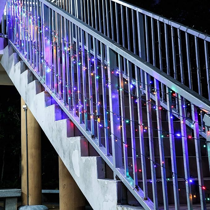 Indoor Christmas Tree Lights - 25m/82ft 220 LED Memory Function 8 Modes End-to-End Extendable Plug in Outdoor Waterproof Fairy String Light for Thanksgiving Halloween Wedding Patio Decor - Multi Color