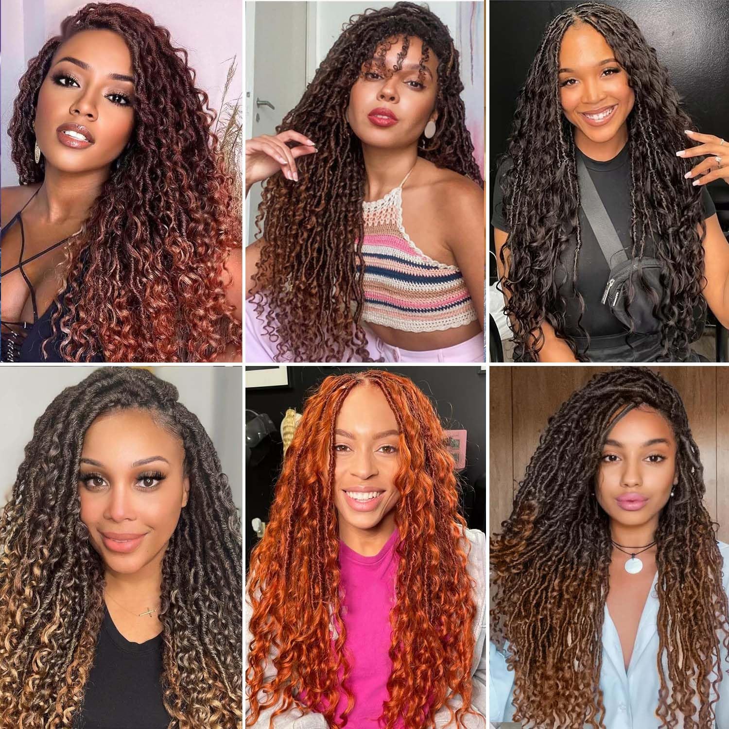 Boho Faux Locs Crochet Hair 24Inch 7Packs Bohemian Goddess Locs Crochet Hair Pre Looped Boho Soft Locs Synthetic Braids Hair Extensions for Women (1b/30/27#, 24 Inch)