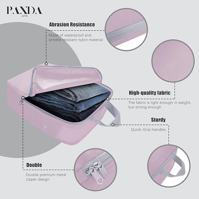 PANDA JOYS 4 Set Compression Packing Cubes Travel - Travel Accessories Expandable Packing Organizers for Carry On - Essentials Luggage Bags - Lavender