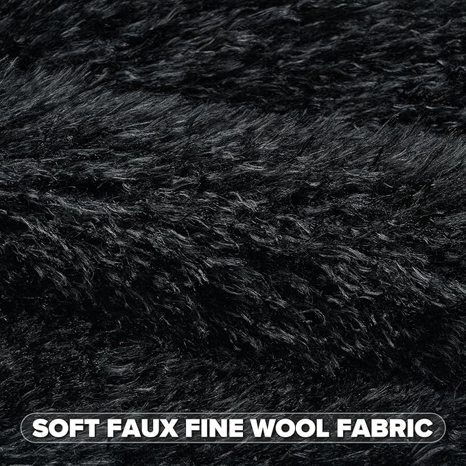 FUTEI Black Decorative Throw Pillow Covers 18x18 Inch Set of 2,Soft Cozy Faux Fine Wool Textured Cushion Case,Modern Home Luxury Decor for Couch Bed Living Room