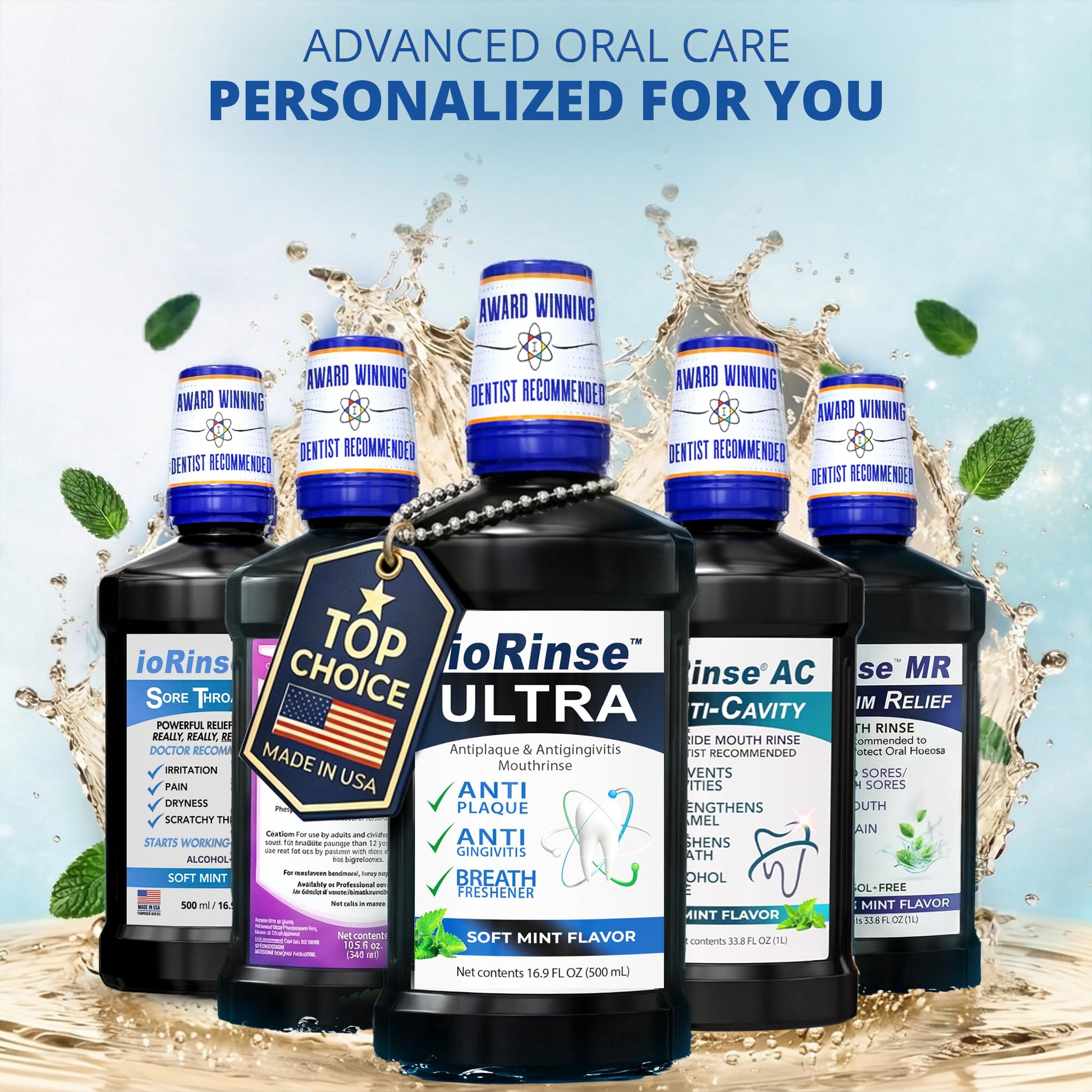 ioRinse Ultra Mouthwash is the Choice of 1,000s of Dentists as the Mouth Wash for Adults and Kids Oral Care. It's an Alcohol Free, Bad Breath Treatment and Gum mouthwash with Xylitol - Pack of 2