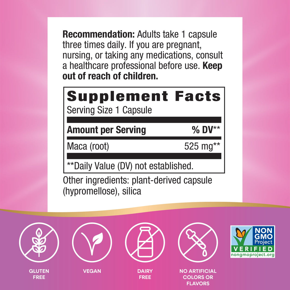 Nature's Way Maca Root, Traditional Libido Support*, 525 mg per Serving, Non-GMO Project Verified, 100 Vegan Capsules (Packaging May Vary)