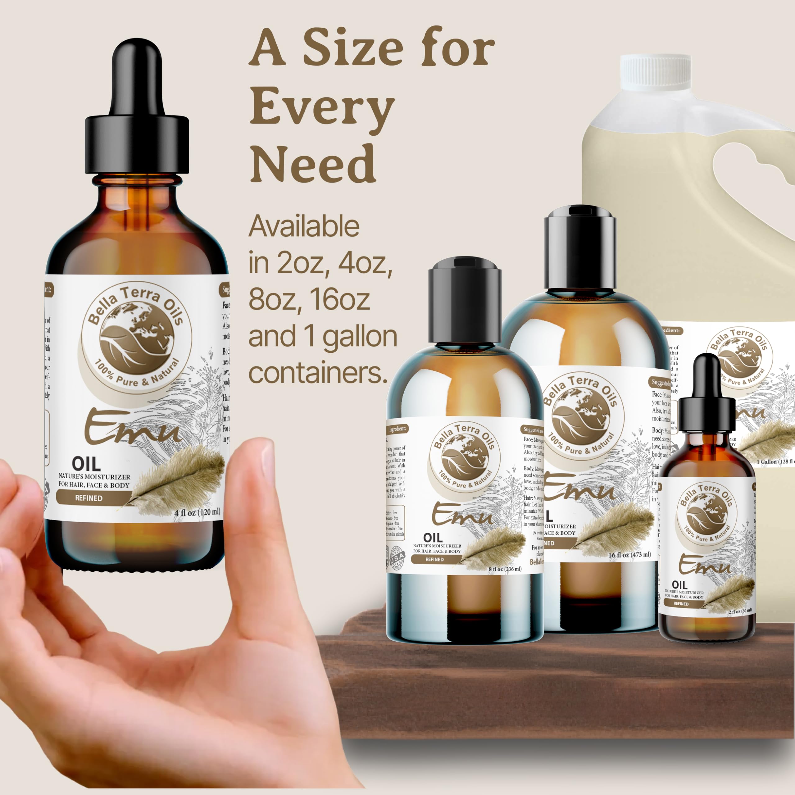 Bella Terra Oils - Emu Oil 16oz - The Ultimate Australian Emu Elixir, Packed with Essential Fatty Acids, Timeless Beauty's Secret Ingredient