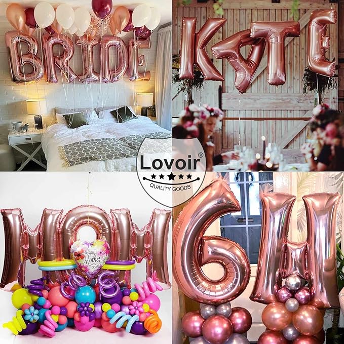 Lovoir 40 Inch Large Rose Gold Letter X Balloons Big Size Jumbo Mylar Foil Helium Balloon for Birthday Party Celebration Decorations Alphabet Rose Gold X
