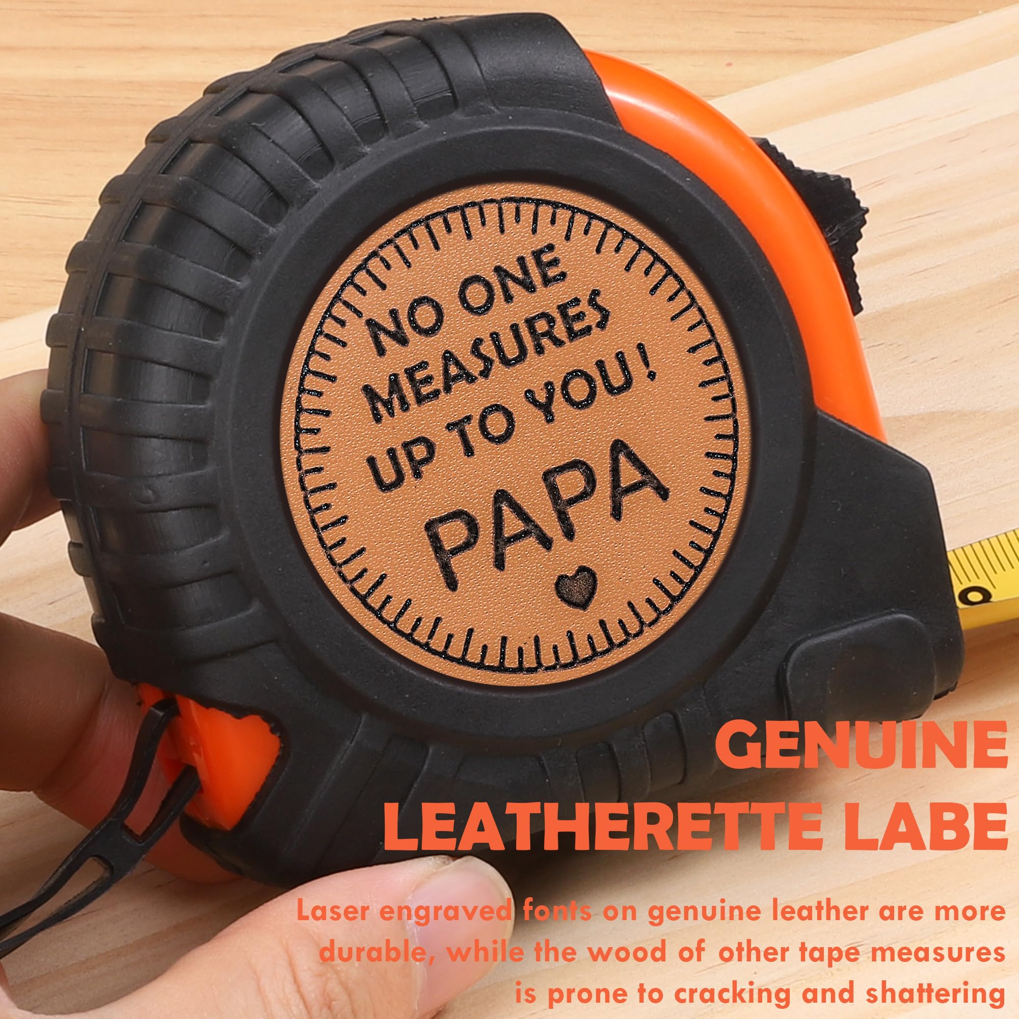Fathers Day Grandpa Gifts for Papa Father's Day Birthday Gifts from Grandkids, Grandpa Grandfather Gifts from Granddaughter Grandson, Grandparents Day Gift, Genuine Leather Engraved 25 FT Tape Measure