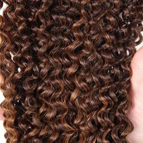 Condescension Human Hair Bundles 18 20 22 Inch Chocolate Brown Highlight P4/30 Jerry Curly Bundles Human Hair Unprocessed Brazilian Virgin Quick Weave Hair for Black Women