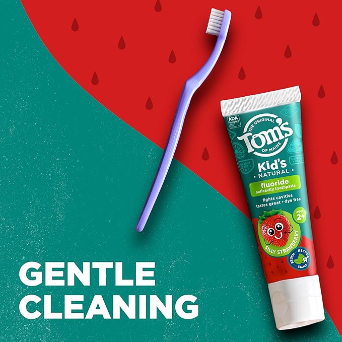 Tom's of Maine ADA Approved Fluoride Kids Toothpaste, Natural Toothpaste, Dye Free, No Artificial Preservatives, Silly Strawberry, 5.1 oz. 3-Pack (Packaging May Vary)