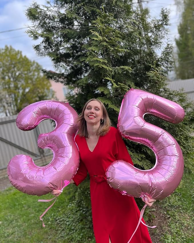 Pink Number 5 Balloon 40 Inch, 5 Balloon Number, 5th Birthday Decorations, Pink Party Supplies for Boys Girls