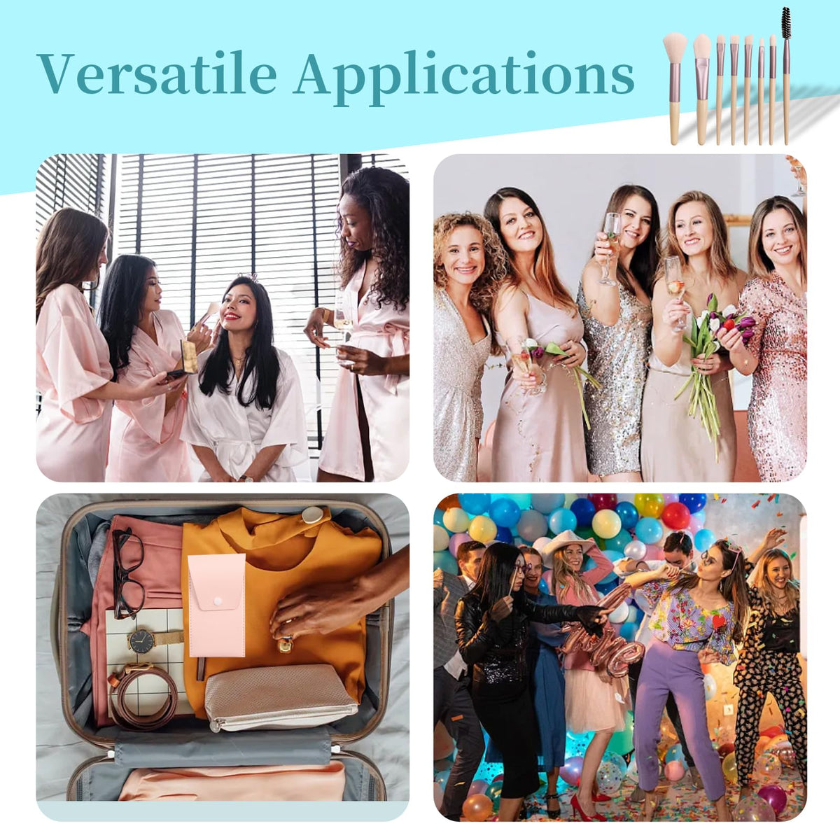 16 Sets Travel Makeup Brush Set Synthetic Fiber Face Foundation Make up Brushes Bridesmaid Gift with Travel Makeup Bag for Wedding Bridal Shower Favors Bachelorette Party Gift (Ivory Beige)