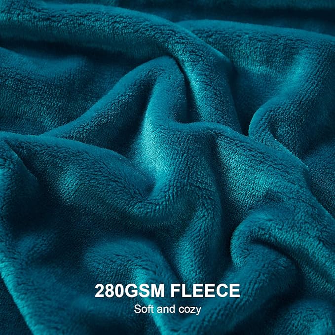 Hansleep Fleece Blanket Twin Size Teal, Soft Cozy Twin Blanket, Fuzzy Flannel Blanket for Bed, Sofa, Couch, Travel, Camping, Teal, 60x80 Inches