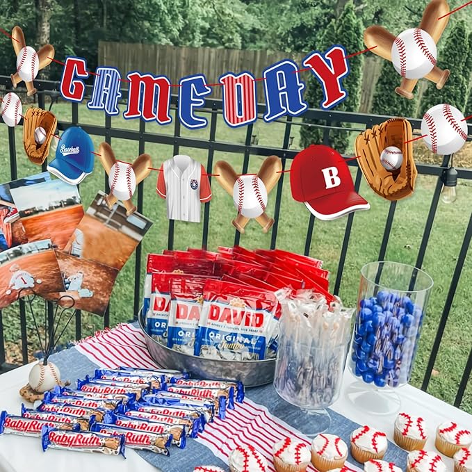 Pre-Strung Baseball Party Decorations with Concessions and Game Day Banners, Happy Birthday Baseball Party Supplies