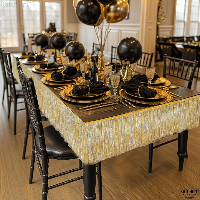 KatchOn, Silver and Gold Fringe Banner Garland - 6.5 Feet, Pack of 2 | Gold Fringe Garland for Golden Birthday Decorations | Golden, Silver Streamers for Graduation Party Decorations 2026