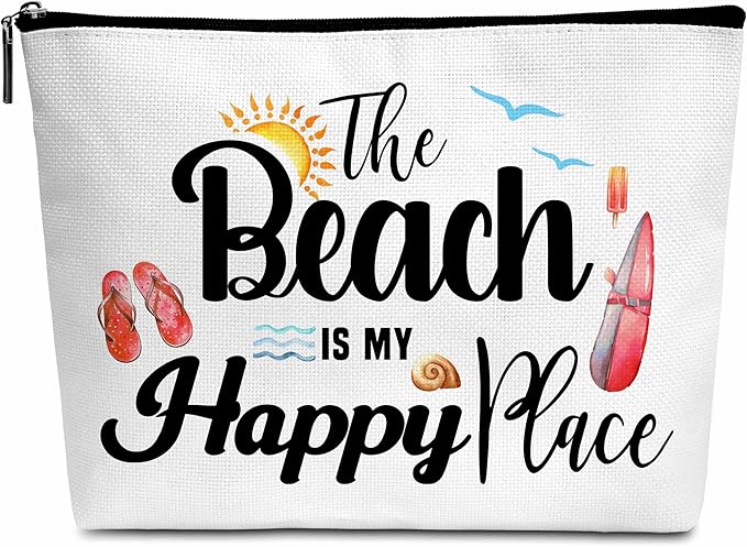 Summer Cosmetic Bag, Cruise Gift Makeup Bag with Zipper for Toiletry Bag Accessories, Beach Lover Gifts for Women Girls Birthday- B05