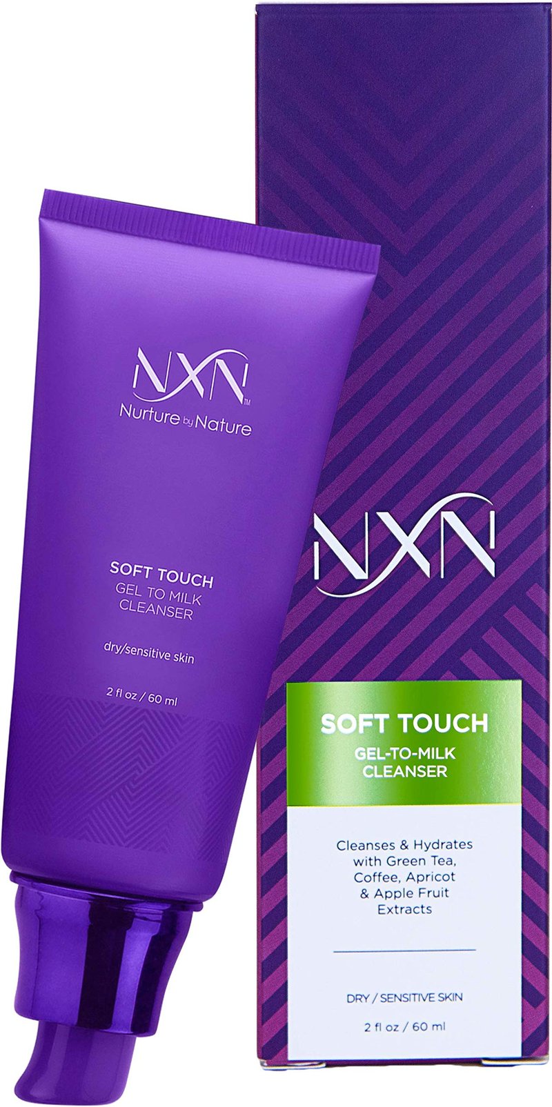 NXN Gel-to-Milk Facial Cleanser - Gentle, Daily Face Wash, For Hydrating Dry and Sensitive Skin, Fresh Scent, 2 Fl Oz