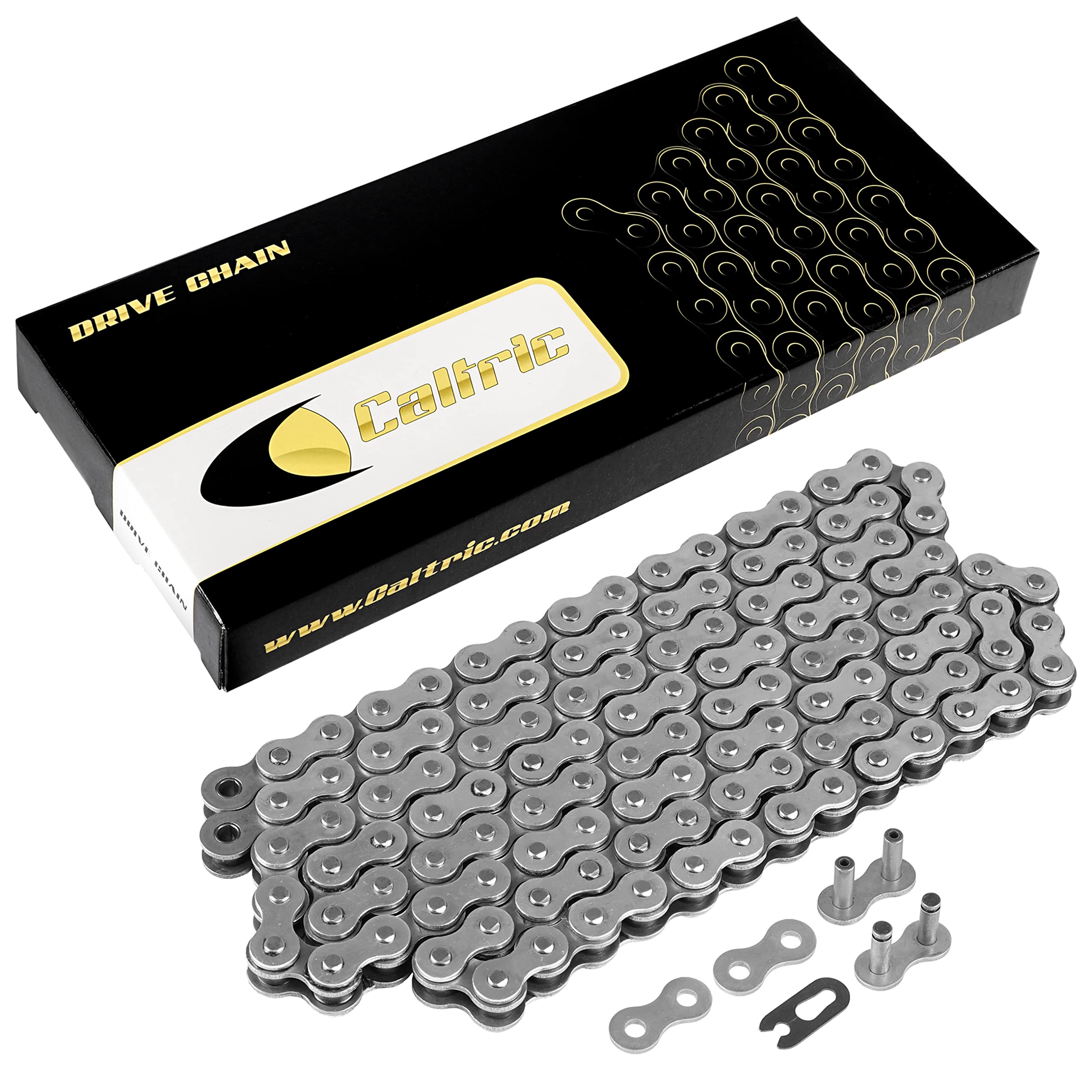 Caltric 530-Pitch 120-Links Non-Oring Drive Chain Compatible with ATV/UTV/Quad/Side X Side/Motorcycle/Dirtbike/with Rivet and Cl