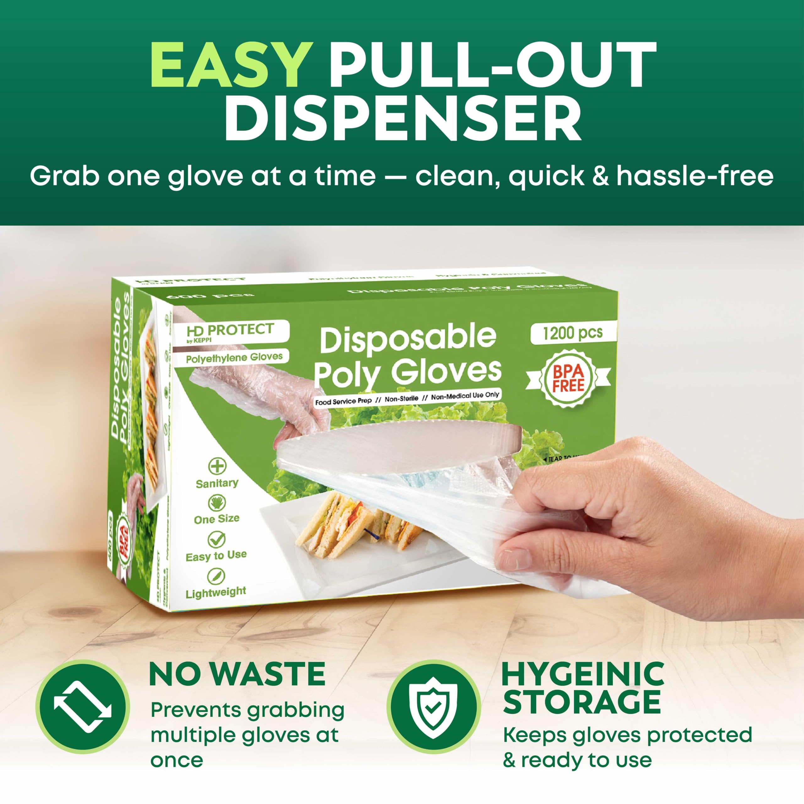 Keppi 1200 pcs Disposable Gloves - BPA & Latex Free - Gloves Disposable Latex Free - For Food Handling - Food Safe - For Cooking - Bulk Purchase - Great Fit - Plastic