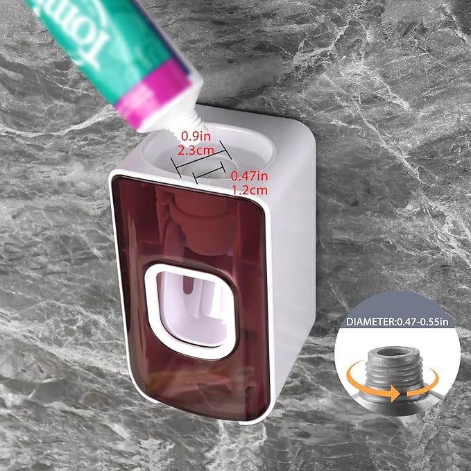 2 Slot Toothbrush Holder and Toothpaste Dispenser Wall Mounted, Automatic Toothpaste Squeezer, 2 in 1 Tooth Brush Toothpaste Organizer for Shower (Red)