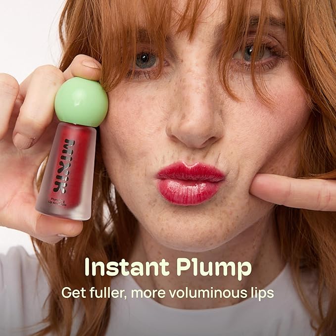 MIXIK Plumping Lip Ampoule, Hydrating Lip Gloss Plumping Ampoule made with Shea Butter & Argan Kernel Oil leaving Lips Plump, Smooth and Glossy, promotes Vibrant High-Gloss Plump Lips (Red Plump)