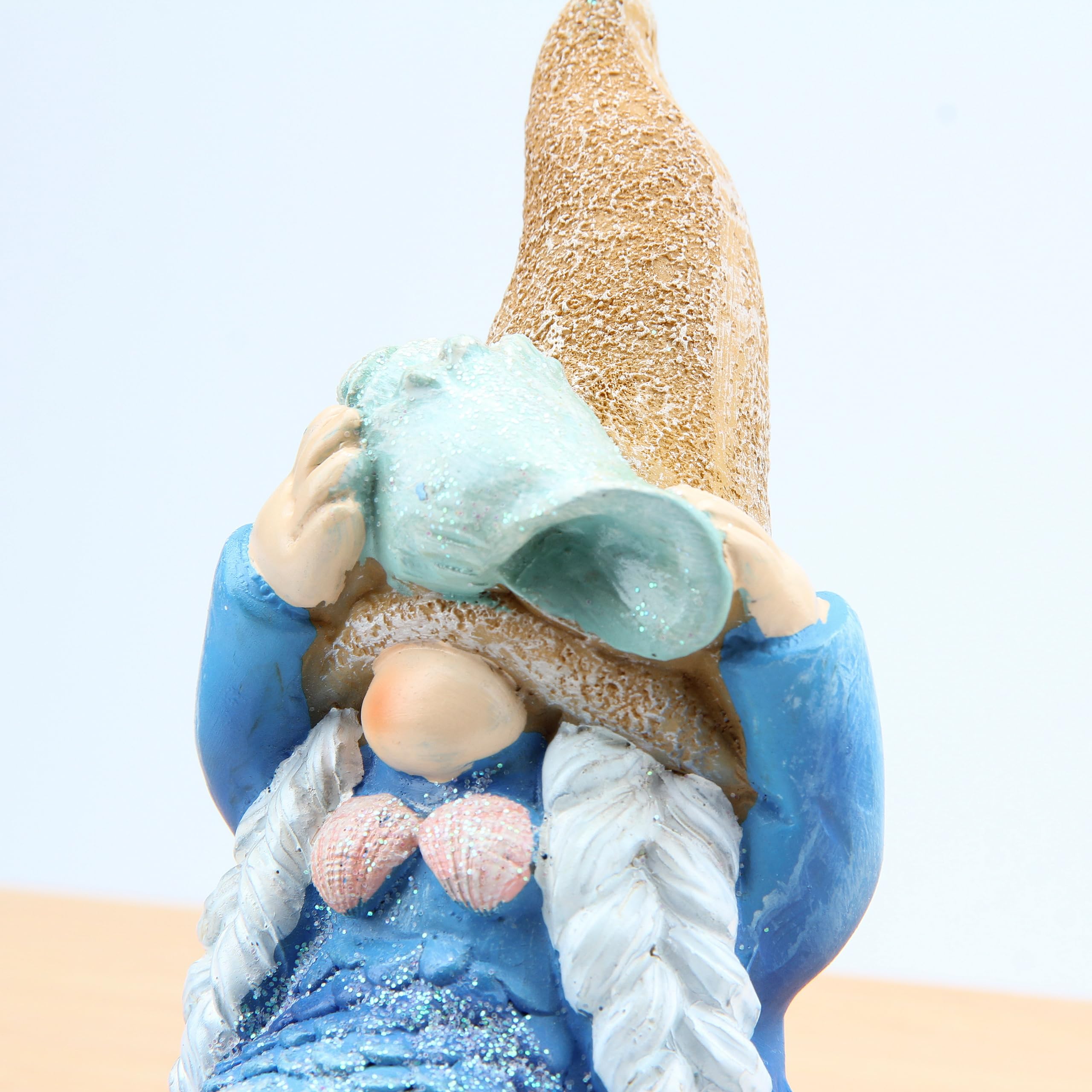 Mermaid Gnome Statue Garden Decor,Beach Gnomes Figurine for Outdoor Indoor