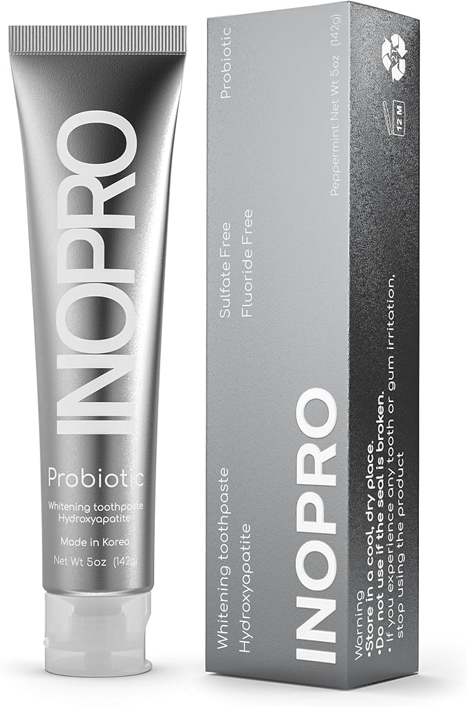 InoPro Hydroxyapatite Toothpaste – Probiotic, Fluoride-Free, Whitening, Enamel Repair, SLS-Free, Baking Soda & Coconut Oil, Sensitive Teeth, 5oz