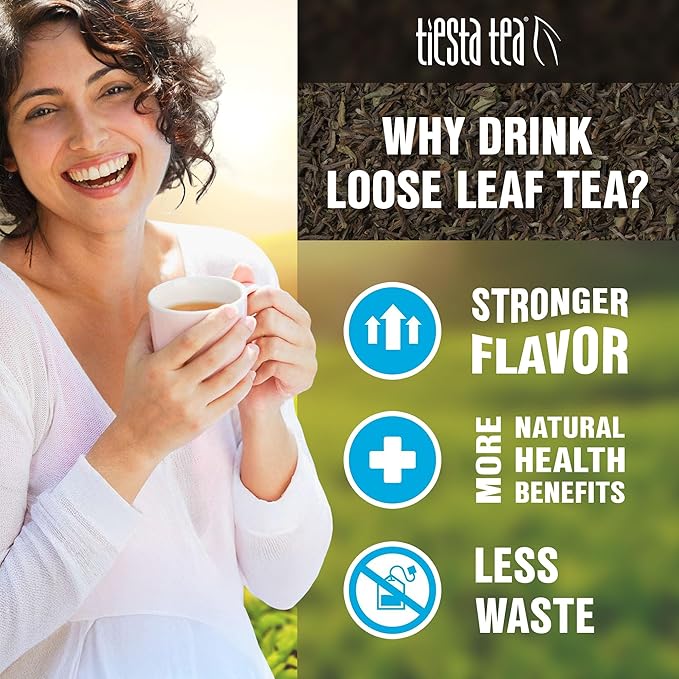 Tiesta Tea - Yerba Mate, Loose Leaf, Traditional Green Maté Tea, Premium High Caffeinated Blend, Make Hot or Iced, Brews Up to 200 Cups, Rich Flavors, 12oz Resealable Bulk Pouch