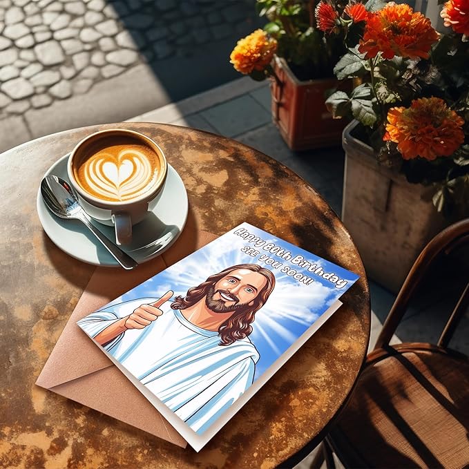 Happy 80th Birthday Funny Jesus Card – Hilarious Dark Humor Greeting for Elderly Men or Women, Funny 80th Birthday Cards for Women or Men