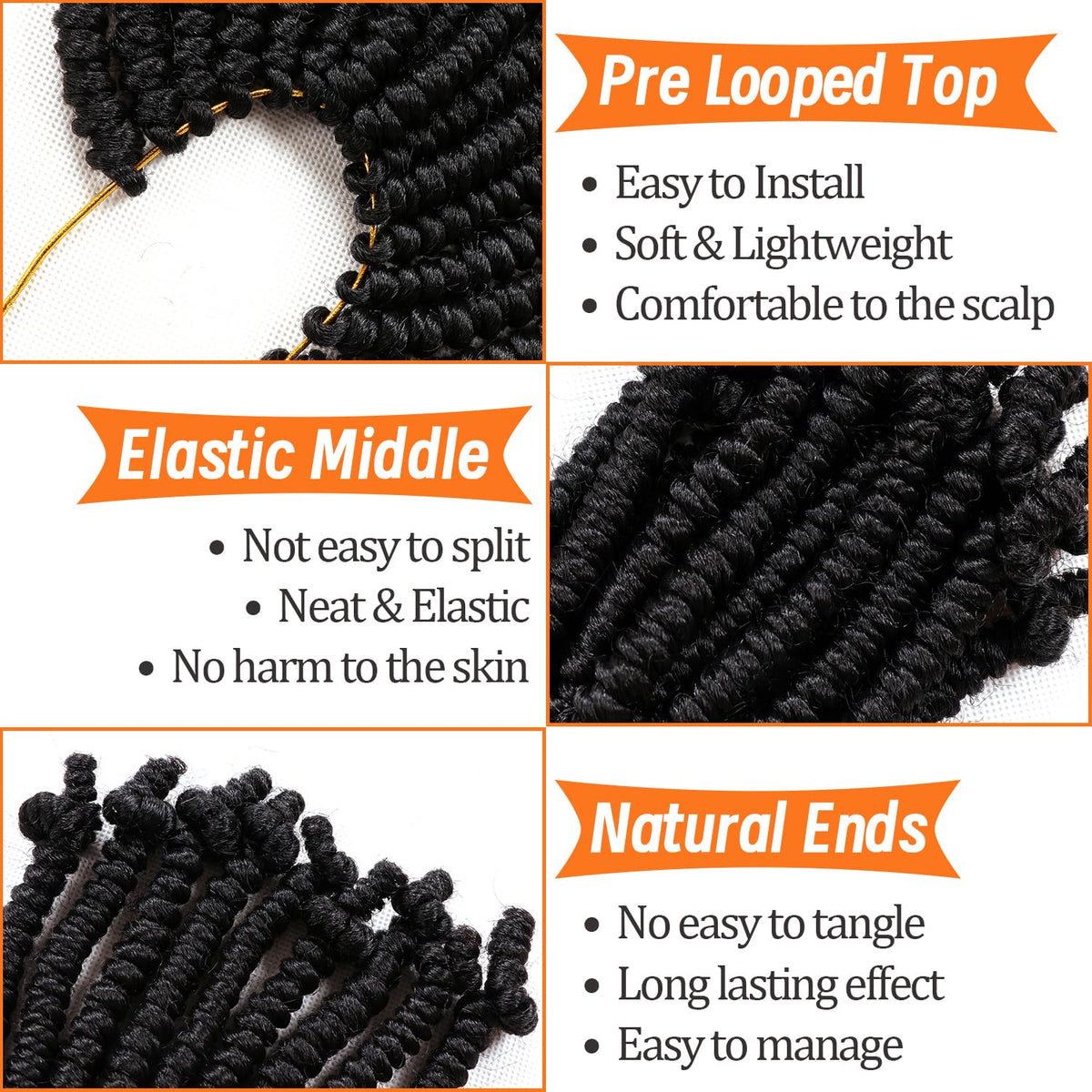 8 Packs Short Bob Spring Twist Crochet Hair 10 Inch Passion Twist for Black Women (10 Inch, 1B#)