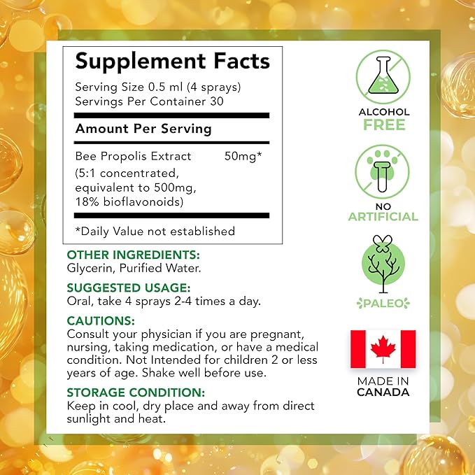Lovita Bee Propolis Throat Spray, 18% Bioflavonoids, Alcohol-Free, Immune Support, Throat Soothing, Antioxidant, Gentle Taste, 1 Fl Oz (Pack of 3)
