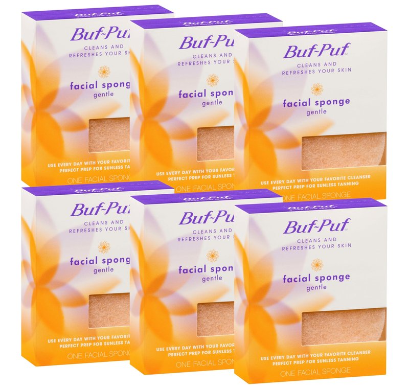 Buf-Puf Reusable All-Purpose Facial Sponge, Gentle (Pack of 6)