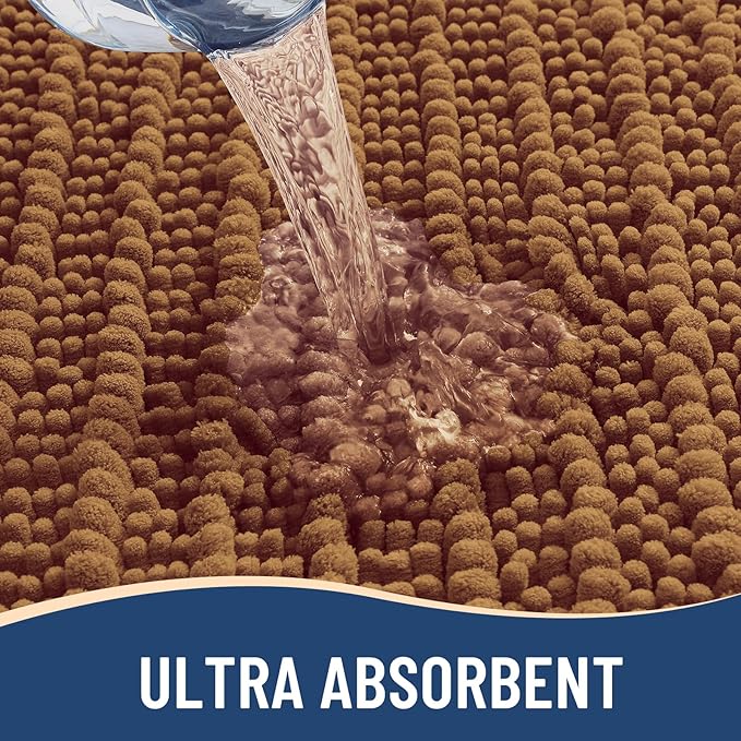 Arotive Luxury Chenille Bathroom Rug Mat, Extra Soft Thick Absorbent Shaggy Bath Rugs, Non-Slip Machine Wash Dry, Plush Bath Mats for Bathroom, Shower and Tub, 47x24, Ochre