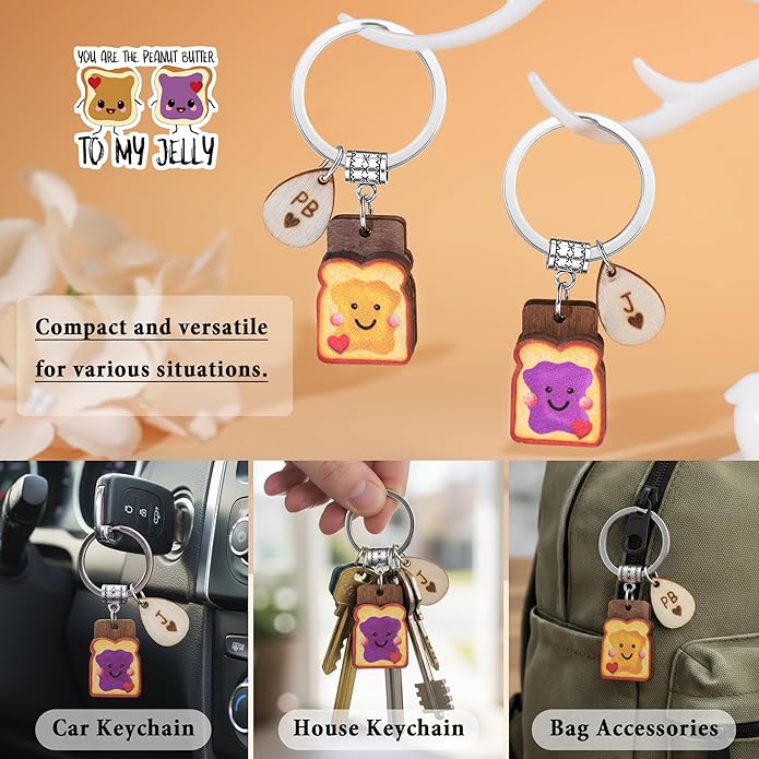 Cute Toast Keychain for Girls, New Beginnings Gifts for Best Friend as Next Chapter Stuff, Cute Love Engagement Housewarming Birthday New Job Gifts for Coworker Couple Bestie Sister Parents