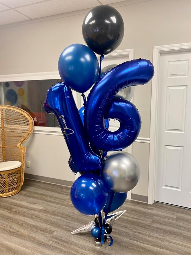 Night Blue Number 7 Balloon 40 Inch, 7 Balloon Number, 7th Birthday Decorations, Night Blue Party Supplies for Boys Girls