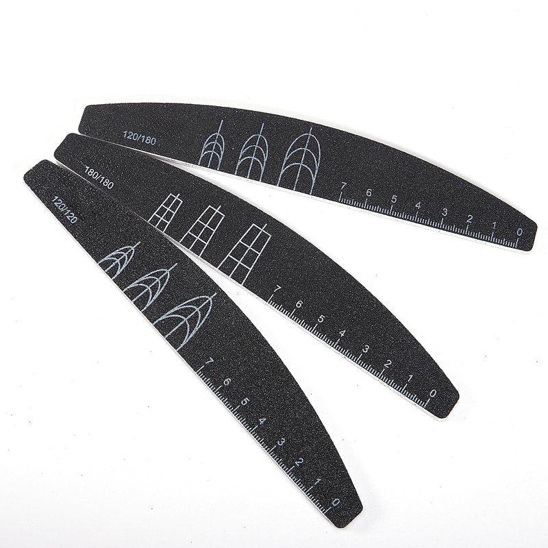 XEAOHESY 9 Pieces 120/120, 120/180, and 180/180 Grit Both Sides Nail Files with Reference Graphic for Nail Shape（Square, Almond, Oval）, Nail Files for Natural Nails