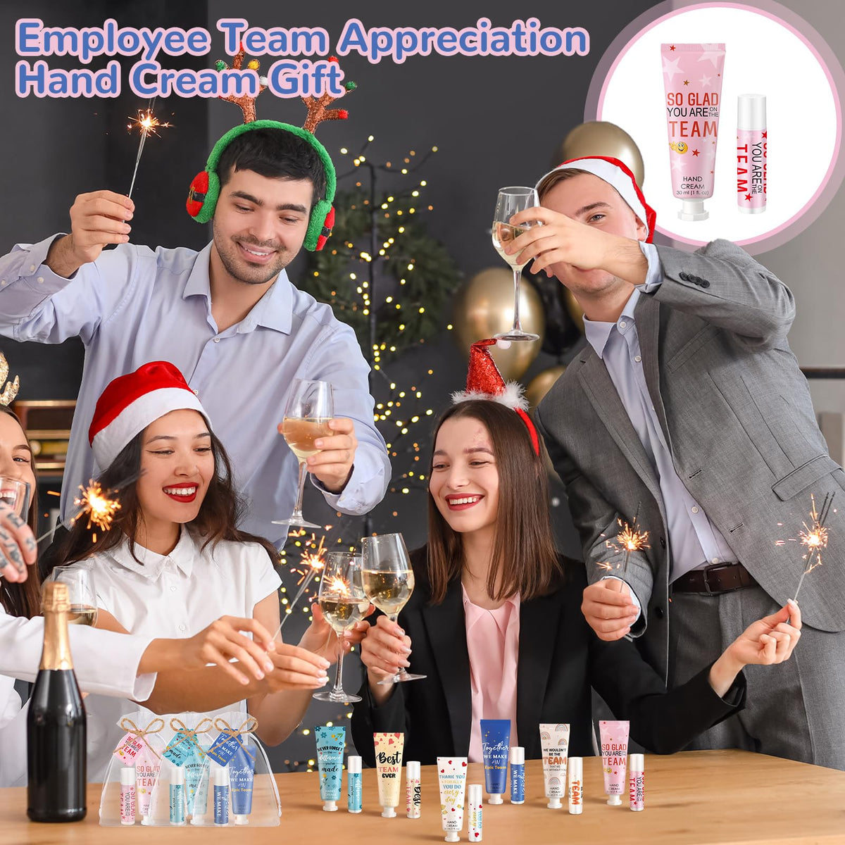 Dansib 24set/96pcs Best Team Ever Gifts Team Appreciation Thank You Gifts for Coworkers Women Employee Appreciation Gift Party Favors Basket Stuffers Items Travel Hand Lotion and Lip Balm Set
