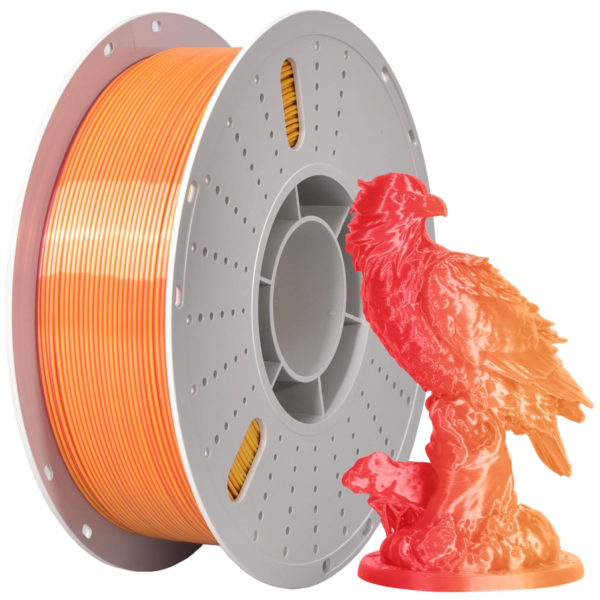 PINBALL Silk PLA 3D Printer Filament 1.75mm Shiny Silk Dual Color Filament 3D Printing PLA Filament Dimensional Accuracy +/- 0.02mm 1 KG Silk Dual Color Golden-Red