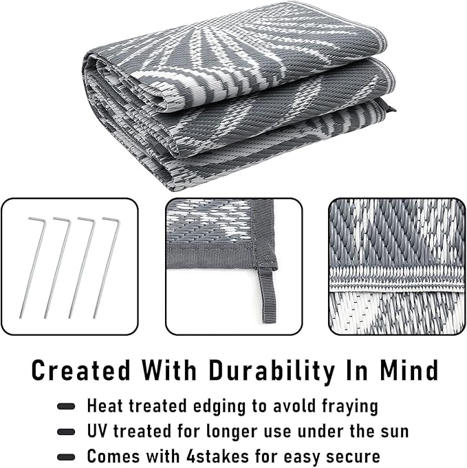 HiiARug Outdoor Rug 5x7Ft Outdoor Plastic Straw Rug Waterproof Outdoor Rugs for Patios Clearance Indoor Outdoor Rug for Patio Decor Porch Camping