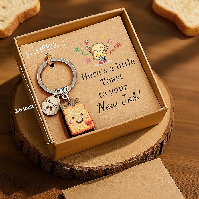 Cute Toast Keychain for Girls, New Beginnings Gifts for Best Friend as Next Chapter Stuff, Cute Love Engagement Housewarming Birthday New Job Gifts for Coworker Couple Bestie Sister Parents