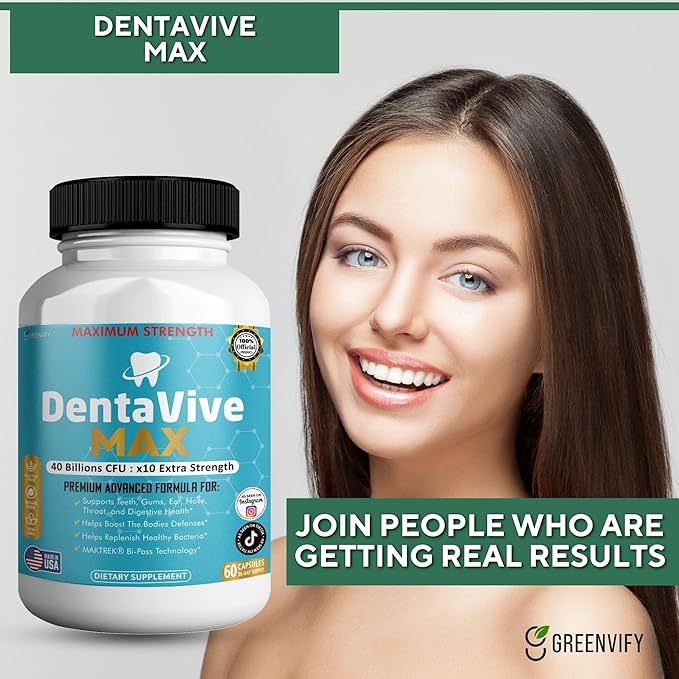 DentaVive Max Probiotic Supplement, 40 Billion CFU, 60 Capsules, Premium Oral Health Support for Teeth, Gums, Digestive Health (3)