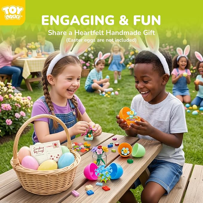 TOY Life 36 Pack Party Favors for Kids, Tiny Plants Mini Flowers Building Blocks Set for Classroom Prize, Flowers Botanical Succulents Building Toy with Cards, Easter Basket Stuffers for Boys Girls 6+