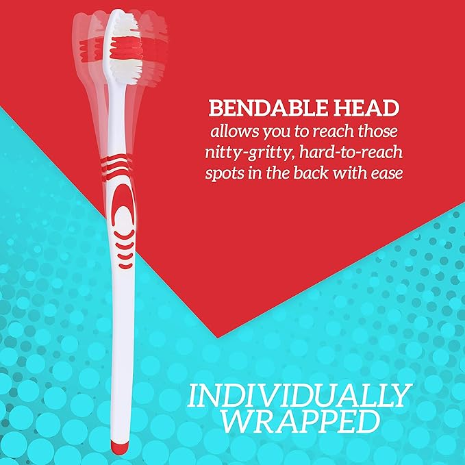 Bulk Portable Toothbrushes, Individually Wrapped, Manual Disposable Travel Toothbrush Set for Adults, Medium Soft Large Head, Multi Color Travel Toothbrush Kit (120 Pack - Medium)