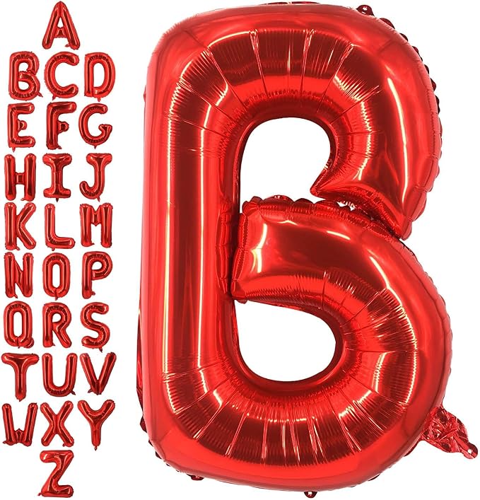 40 Inch Red Letter B Balloons, DIY Phrase Foil Alphabet Letter B Balloons DIY Word B Banner for Birthday Anniversary Celebration Graduation Party Supplies Decoration