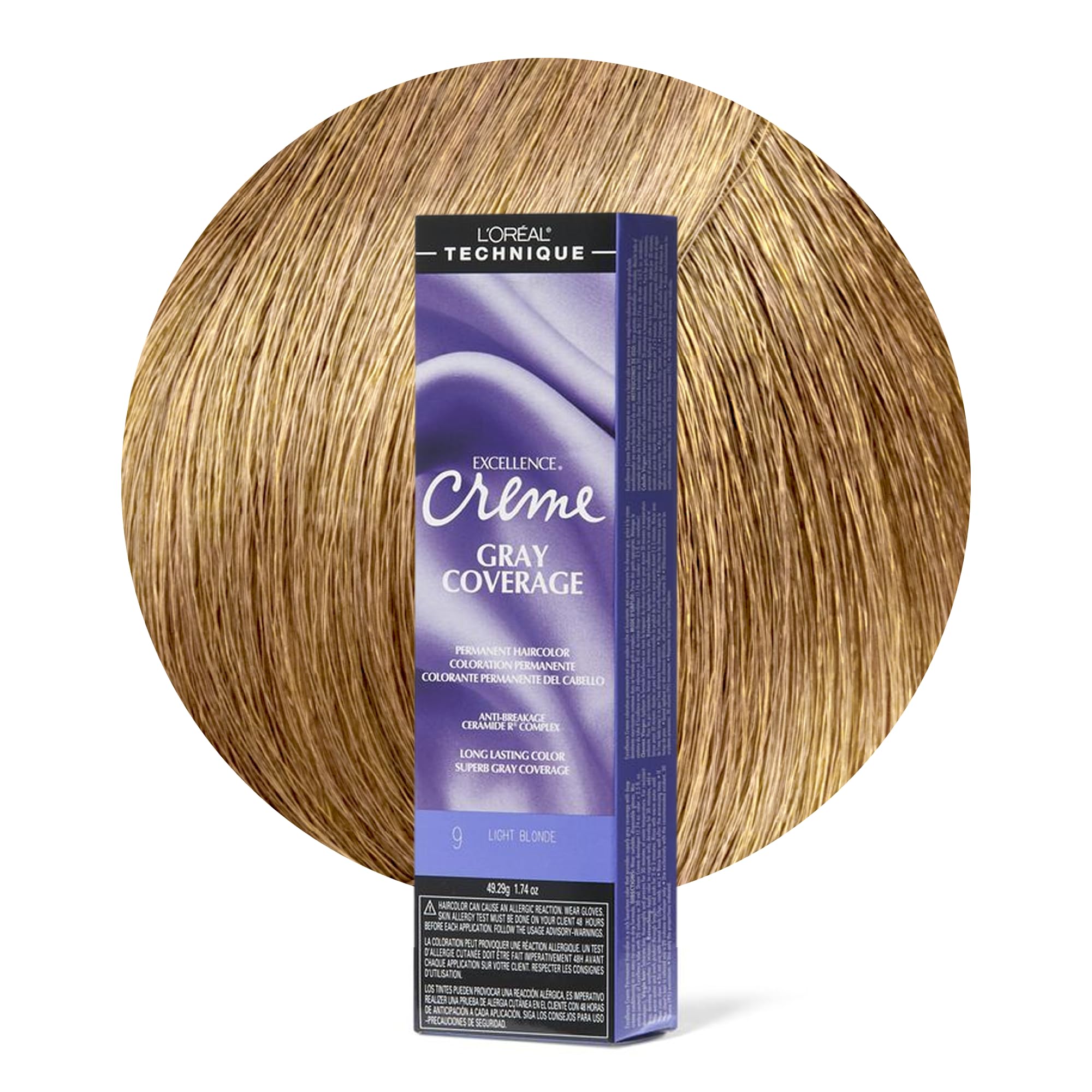 L'Oréal Technique Excellence Crème Permanent Hair Color - Long-Lasting Hair Dye, Rich Formula With No-Drip Application, Superb Gray Coverage, Blonde