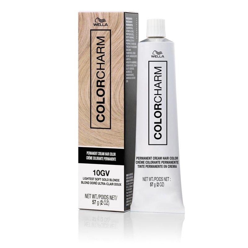 COLORCHARM Permanent Cream Hair Color, 10GV Lightest Soft Gold Blonde, 2 oz.
