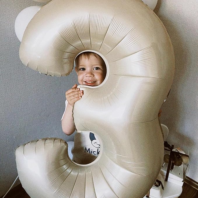Biapian 40 Inch Cream Number 13 Balloon, 13th Birthday Balloons, Big Digital 13 or 31 Beige White Giant 13 Foil Balloon Helium for 31st 13th Birthday Decorations Anniversary Baby Shower Party Supplies