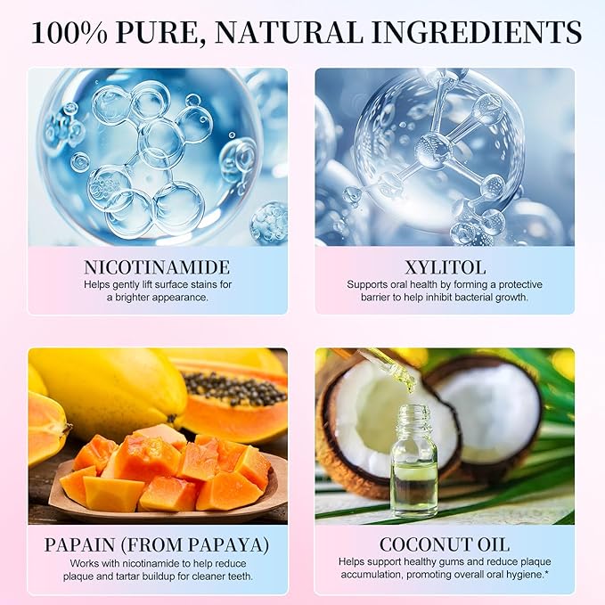 Niacinamide Whitening Toothpaste, Radiant Whitening Toothpaste, Stain Removal Natural, Complete Care, Enamel Repair, Freshes Breath, for Healthier and Whiter Teeth 2 PCS