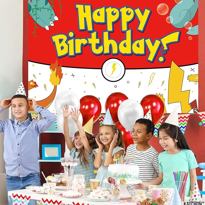 Birthday Party Decorations Backdrop Banner Red, White, Blue, Yellow, Cute Theme 5X3FT Happy Birthday Decorations Supplies Photography Background