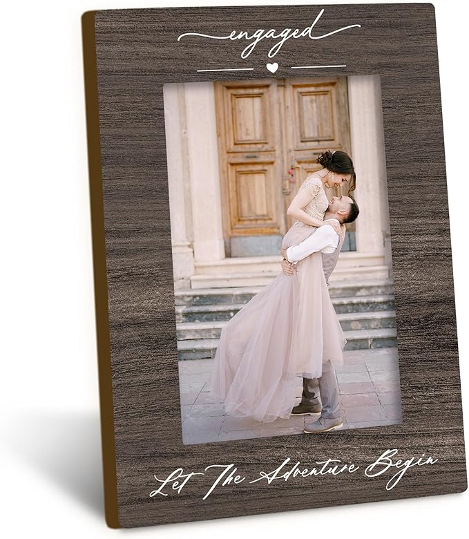 Engagement 4x6 Picture Frame, Newly Engaged Photo Frame, Just Married Gifts for Couples Newlyweds Him Her, Valentine Engagement Couple Picture Photo Frames for Desk Decor