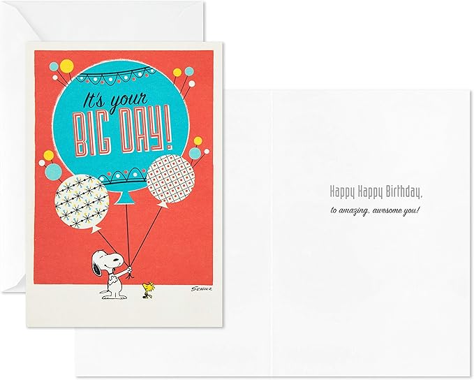 Hallmark Peanuts Birthday Cards Assortment, Snoopy Designs (12 Cards with Envelopes)