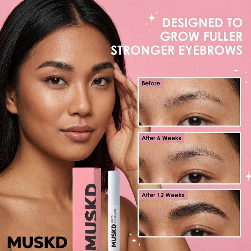 MUSKD Eyebrow Growth Serum (3ML) – Helps Grow Brows Faster & Thicker – Natural Formula, Vegan & Cruelty-Free
