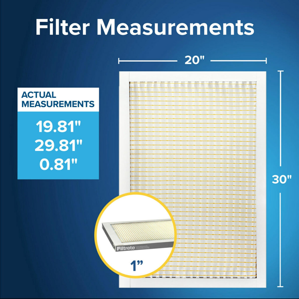 Filtrete 20x30x1 Air Filter MERV 5, 6-Pack AC Furnace HVAC Filters for Home, MPR 300 Basic Dust Defense, Pleated Electrostatic (Actual Size 19.81 x 29.81 x 0.81 in)